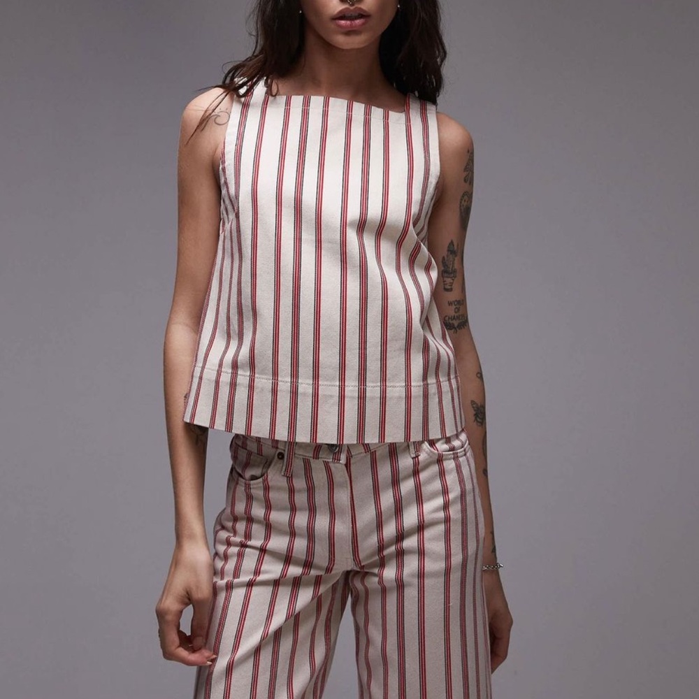 Topshop Striped Red and White Women's Trousers